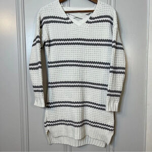 Moral Fiber Chenille Soft Striped Lace Up Back Sweater‎ Long Length Size Small
